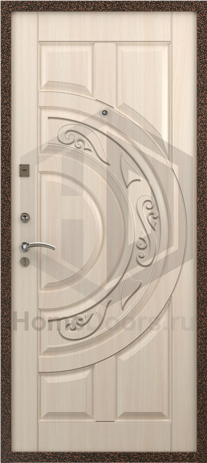 Входная дверь цвет белый дуб "Гранат" фото