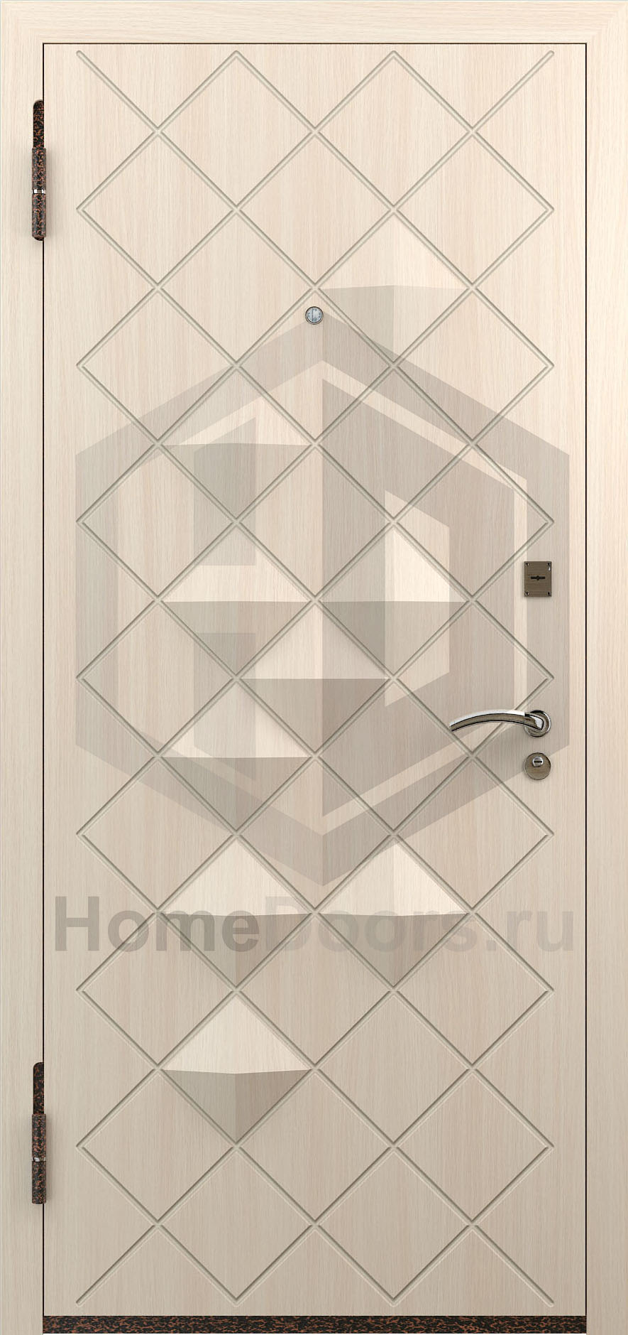 Входная дверь цвет белый дуб МДФ "Риф" фото