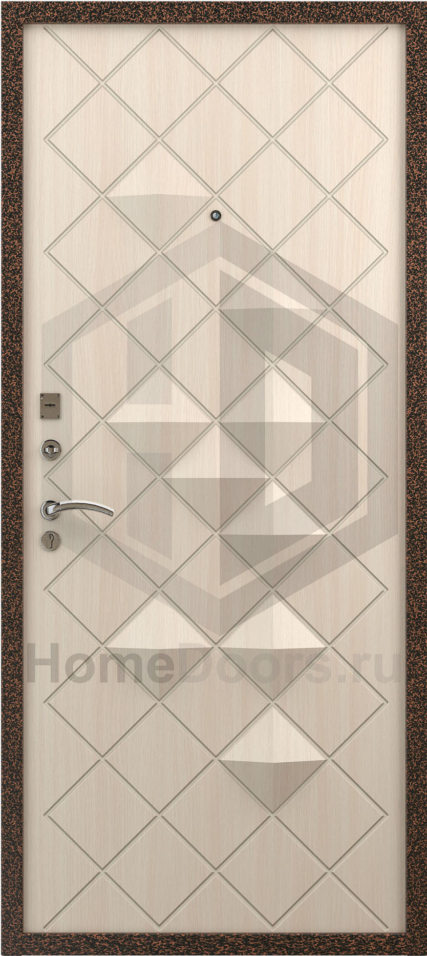 Входная дверь цвет белый дуб МДФ "Риф" фото