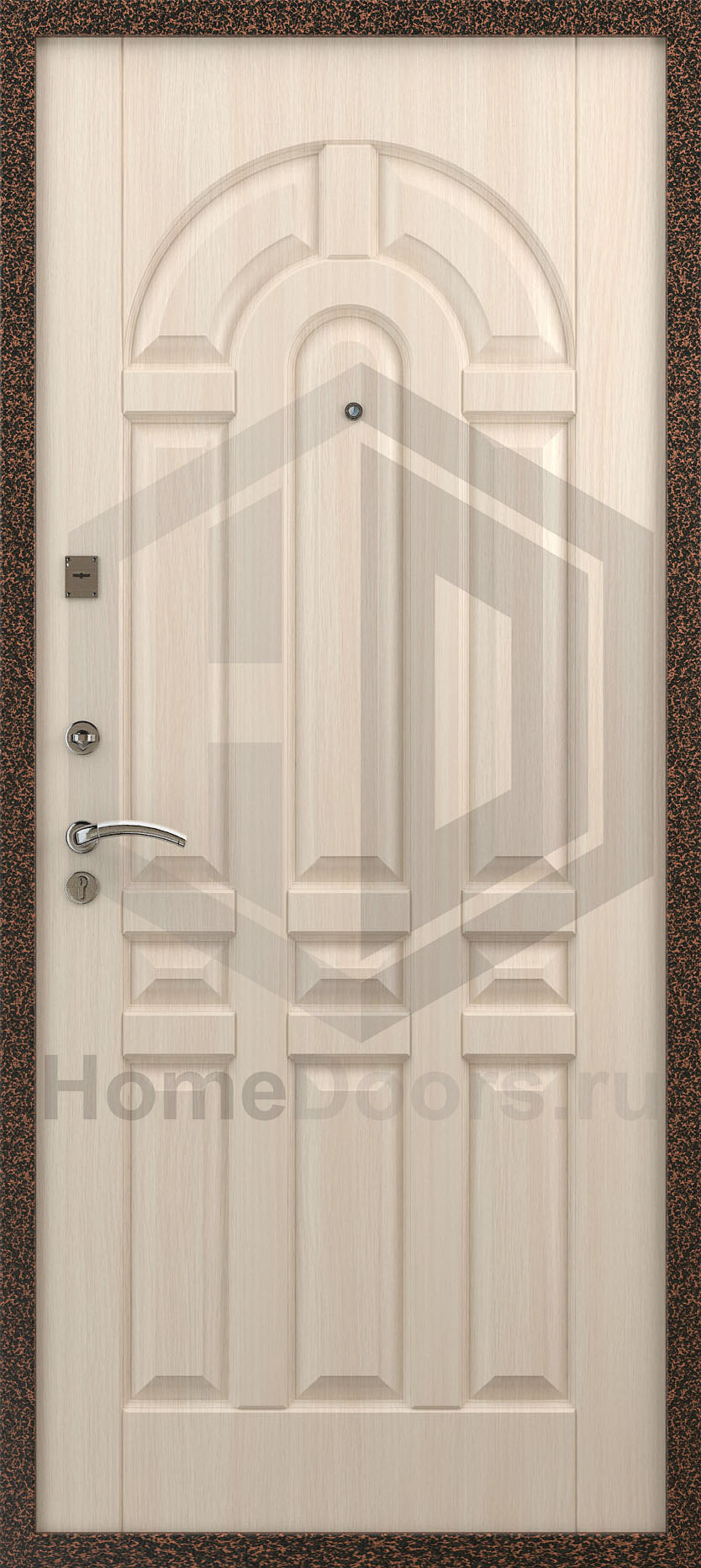 Входная дверь цвет белый дуб МДФ "Суверен" фото