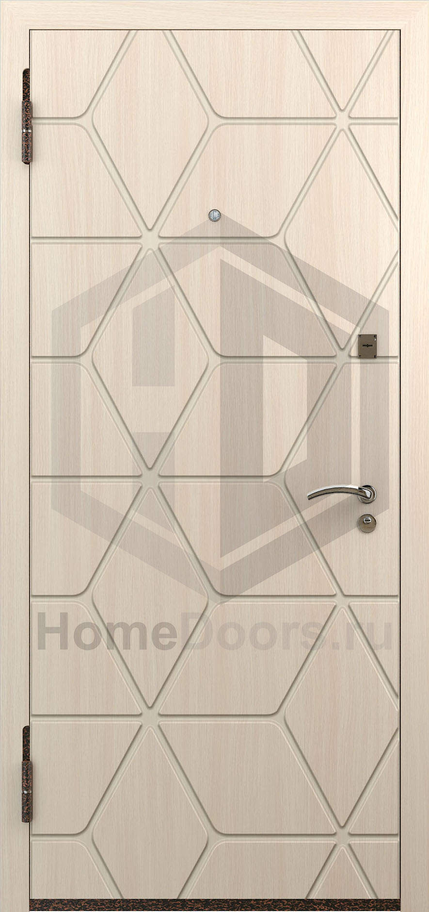 Входная дверь цвет белый дуб МДФ "Призма" фото