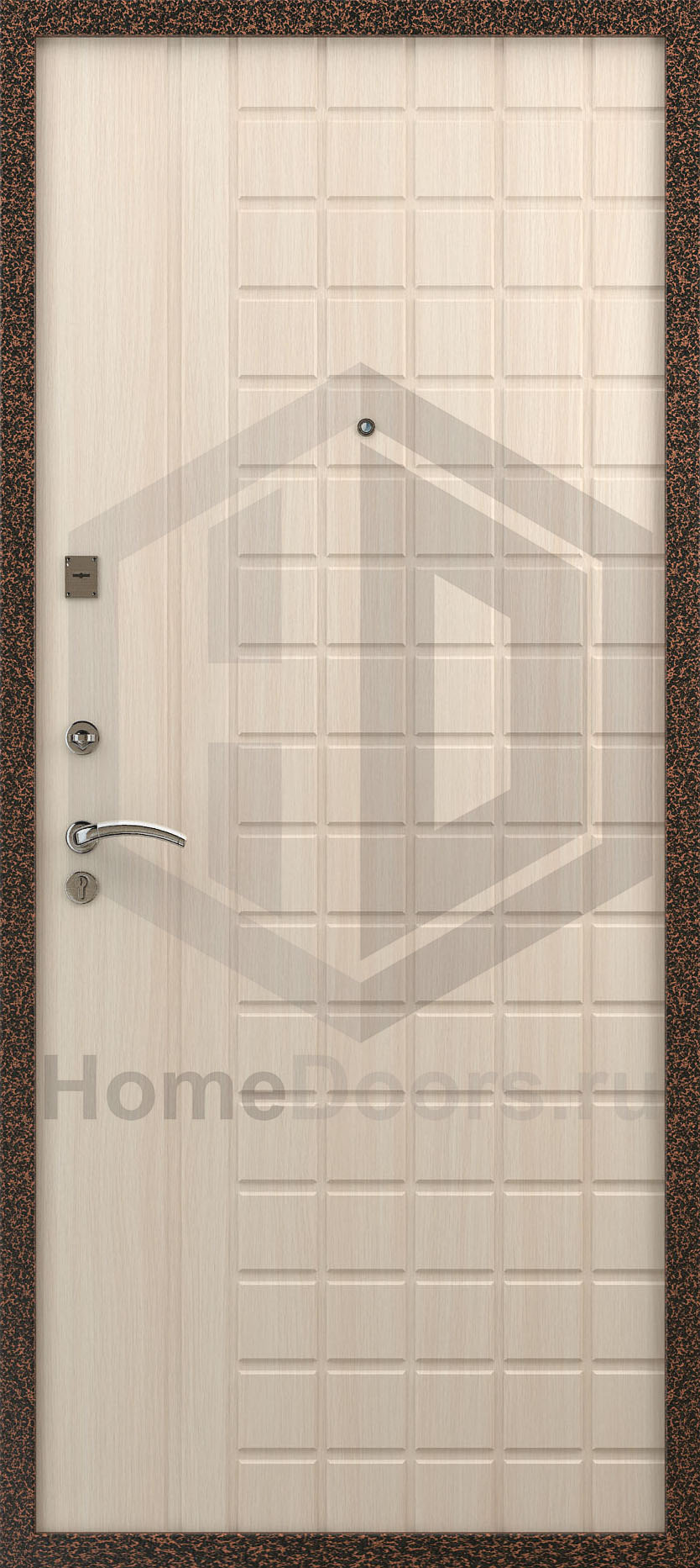 Входная дверь цвет белый дуб МДФ "Твист" фото