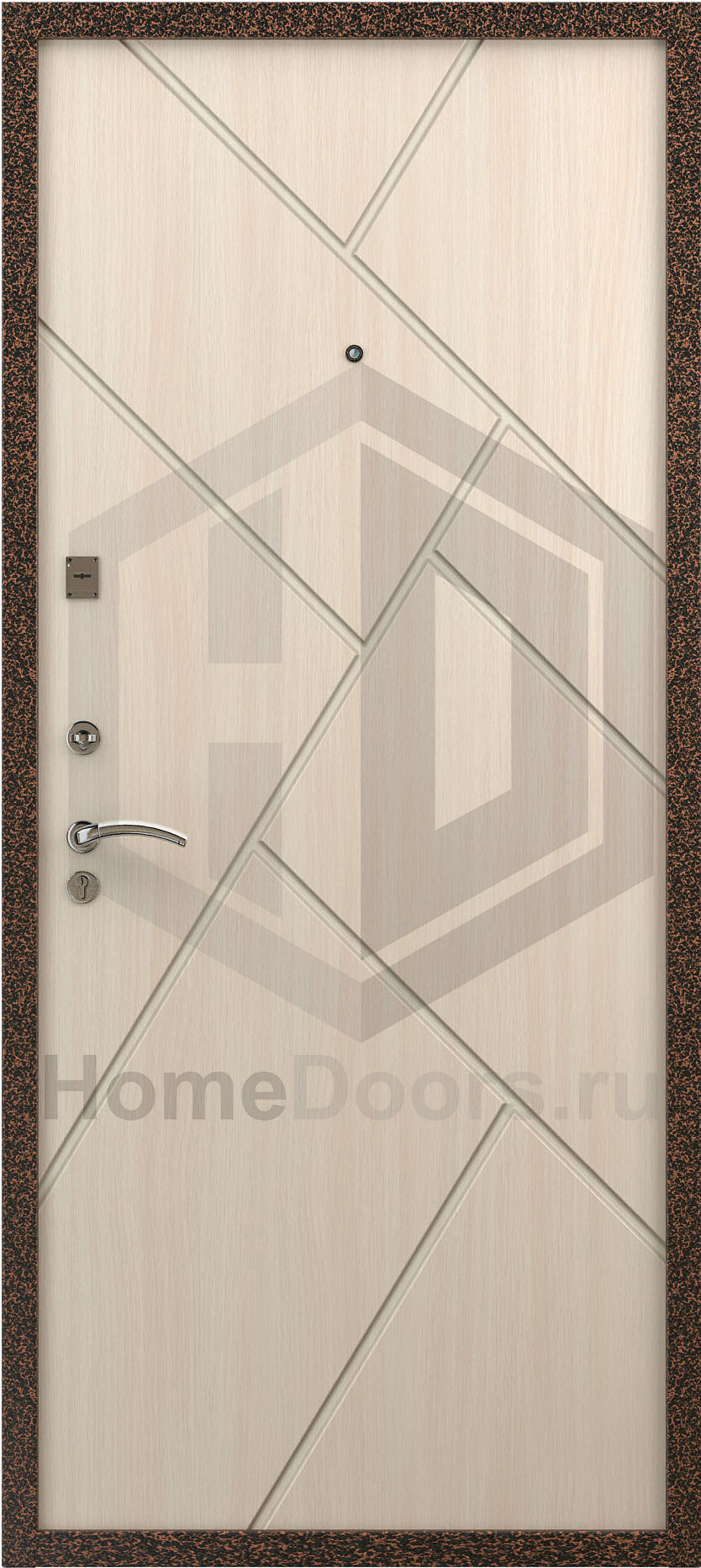 Входная дверь цвет белый дуб МДФ "Сити" фото