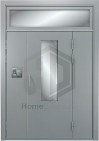 Подъездная дверь с остеклением и домофоном фото