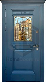 Входная дверь со стеклом и ковкой №13 фото