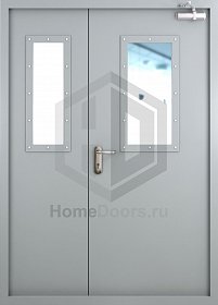 Противопожарная тамбурная дверь с двойным остеклением фото