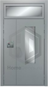 Подъездная дверь с фрамугой и стеклом фото