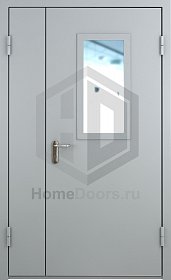 Двупольная противопожарная дверь EI-60 со стеклом фото