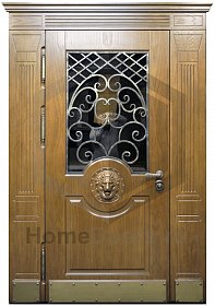 Входная дверь со стеклом и ковкой №26 фото
