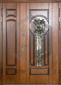 Входная дверь со стеклом и ковкой №34 фото